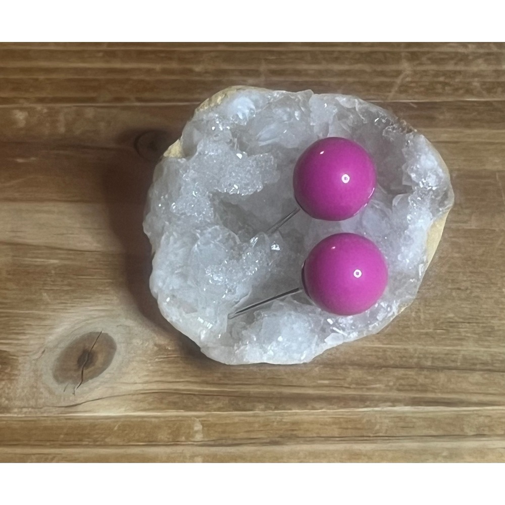 Barbie Pink Round Stud Resin Earrings-Party, Rave, Chic, fun, Festival, Gift-New